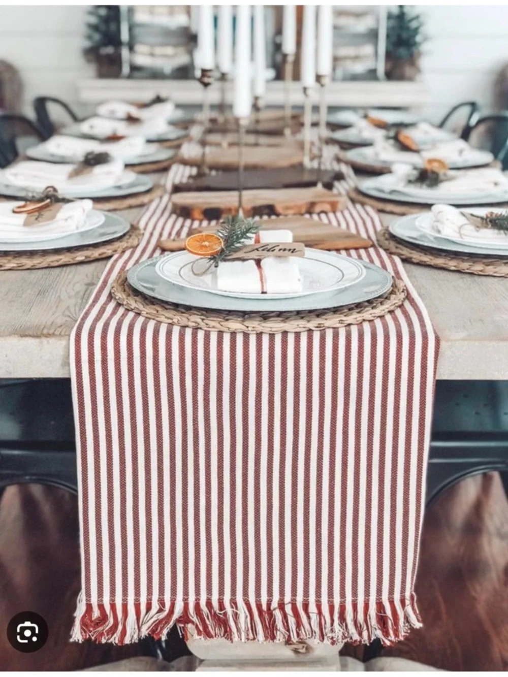 IKEA TUVALIE Red and White Striped Throw Blanket